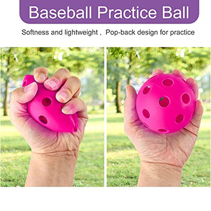 Coopay 24/80 Pack Practice Baseball SoftBalls Plastic Training Balls Lightweight Hollow Balls with a Drawstring Bag for Hitting, Baseball Training Indoor Outdoor Use