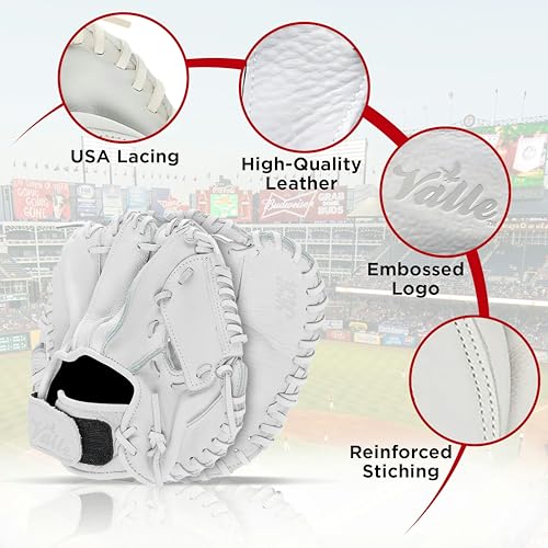 Valle Eagle KK 4-Finger Baseball Training Glove -Durable Leather Infield Flat Mitt for Right & Left Handed Men & Women - Ideal for Infielders & Players - Perfect for Fielding Drills & Practice, White