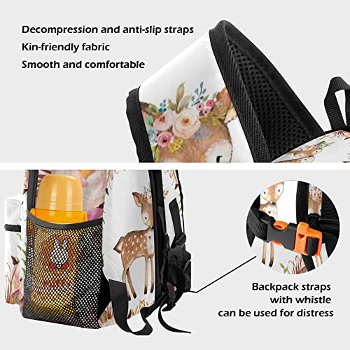 Woodland Floral Deer Personalized School Backpack for Teen Kid-Boy/Girl Toddler Daypack Kindergarten Travel Bookbag - color: Option 6