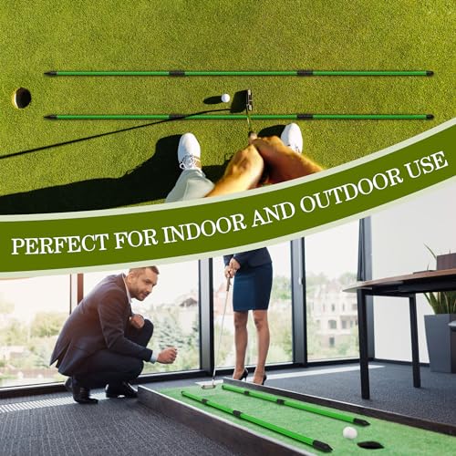 Seticek Golf Alignment Sticks 2 Pack,Upgraded 48" Collapsible Alignment Stick Golf Training Aid for Aiming, Putting, Swing Trainer, Golf Training Sticks with Clear Tube Case - color: Green, style: 3 Pack