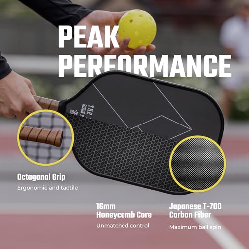Bison Paddles: Thermoformed Carbon Fiber Pickleball Paddle - Professional Grade Construction for Maximum Spin and Power | Paddle Tuning Kit Included - color: The Peak