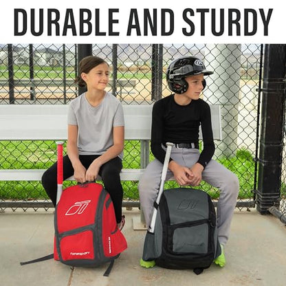 Tonesport Baseball Bag - Backpack for Baseball, Softball, Tball - Adults & Youth Bat Bag - color: Grey, style: Youth Baseball Backpack