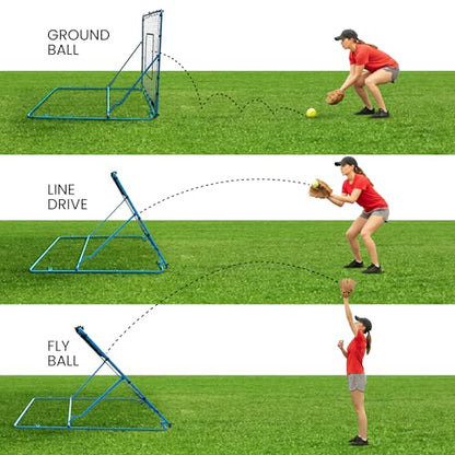 VELOCITY Adjustable Baseball Rebounder Net with 3 Return Angles, 4x4.5 Feet Soft Ball and Baseball Net for Skill Development Multi Sport Pitchback Feilding Trainer for Solo Practice