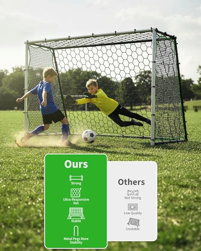 7x5 FT 3-in-1 Soccer Rebounder Net for Backyard with Soccer Goal, Heavy Duty Steel Large Soccer Goal Training Equipment, High & Low Rebounder Net for Passing & Shoot Practice, for Kids&Adults,White