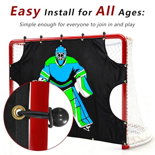 Ice Hockey Shooting Target: Quick Install Precision Practice Waterproof Training Aid Improve Accuracy for Outdoor Indoor Sport Field Teens Adult Coach Players - size: 72x48"