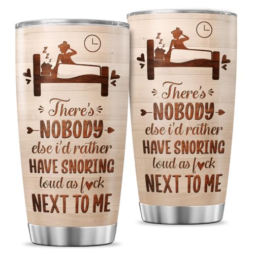 Funny Couple Gift for Him or Her, Snoring Partner Design Stainless Steel 20oz Tumbler, Insulated Travel Cup for Anniversary, Birthday, or Valentine's Day - color: Couple Humor
