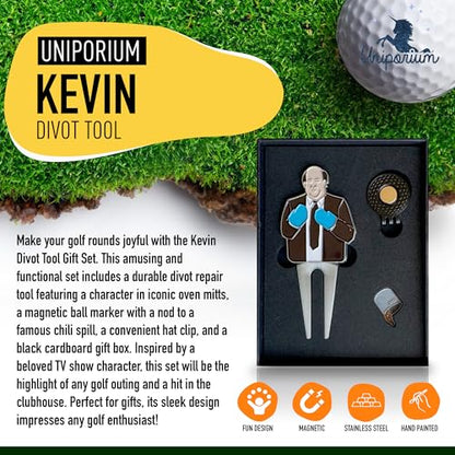 Golf Divot Tool Gift Set – Magnetic Divot Tool, Ball Marker, Hat Clip, & Case Made in USA from Durable Rust-Free Material for Easy Ball Marking, Repairing Divots, and Perfect Golf Gifts - color: Kevin