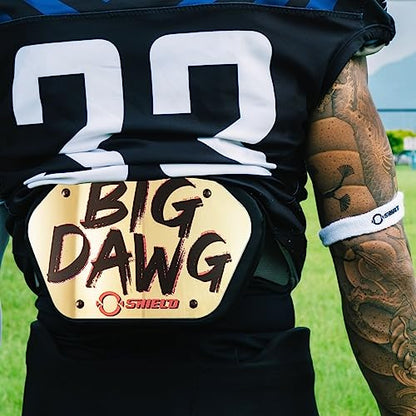 O Shield Golden Cross Chrome Football Back Plate, Lower Back Pads for Football Players, Rear Protector, Cross Series - size: Adult (Weight more than 180 Pounds), style: Big Dawg