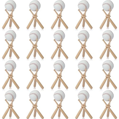 Mudder 20 Pack Baseball Stand Baseball Holders Balls Display Wooden Display Stand Holder Centerpieces for Tables for Sports Lover (Light Brown) - color: Light Brown