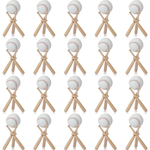 Mudder 20 Pack Baseball Stand Baseball Holders Balls Display Wooden Display Stand Holder Centerpieces for Tables for Sports Lover (Light Brown) - color: Light Brown