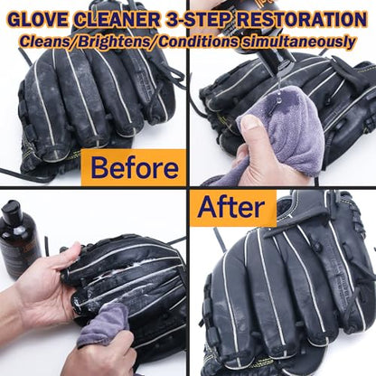 AliBall Baseball Glove Break-in & Care Kit, 8.5 fl oz Glove Oil, 8.5 fl oz Cleaner & 3.52 oz Conditioner, Mallet, Wrap, 2 Brushes & Cloth for Baseball/Softball Mitts - style: Basic Value Kit