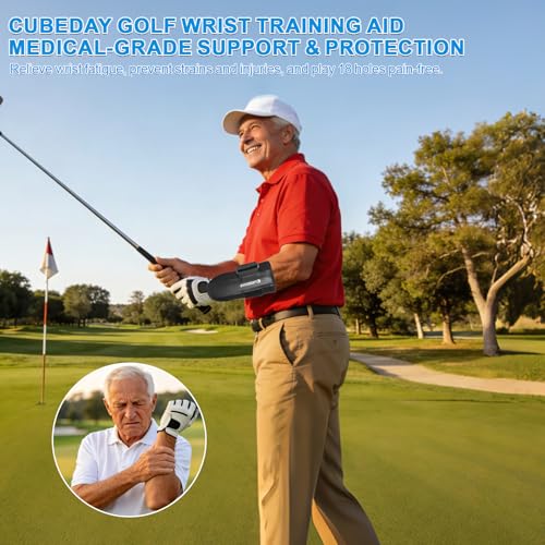 Golf Wrist Brace & Arm Band Training Aid Kit - Pro Golf Swing Trainer for Impact Control & Muscle Memory - Adjustable Golf Wrist Training Aid to Fix Slices, Hooks & Chicken Wing - Men & Women
