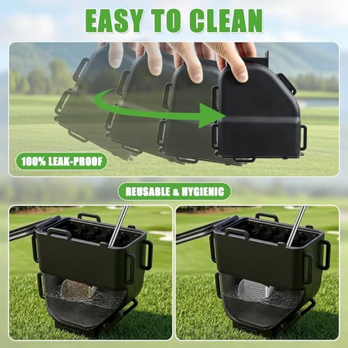 Golf Cart Ball Washer & Club Cleaner with Straps - No Drill Golf Club Washer for Cart, Dual-Sided Brush Cleaning Box, Easy to Clean Portable & Detachable Golf Ball Washer for Cart Accessories