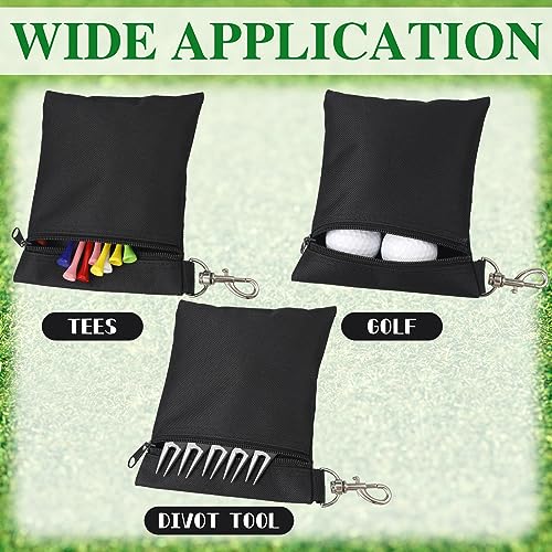 Shappy 3 Pcs Golf Tee Bag 6.7 x 5.5 Inch Golf Ball Bag Pouch Utility Tee Holder with Zipper Metal Lobster Claw Clip Valuables Gift Accessory Pouch for Men Women