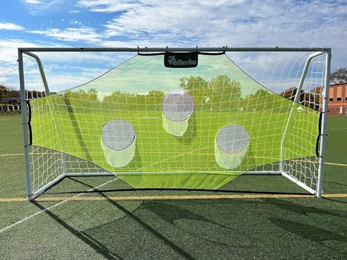 Match 12x6 Ft Steel Soccer Goal + Skill-Shot Professional Soccer Shooting Practice Target Net & Rebounder. - color: Black