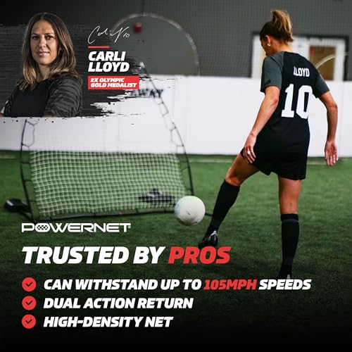 PowerNet Rebounder Training Net for Soccer, Baseball, Softball & Lacrosse, Angled Multi-Sport Rebounder, Portable Dual-Side Bounce Back Soccer Net