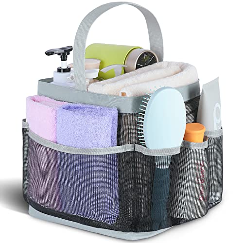 EUDELE Mesh Shower Caddy Portable for College Dorm Room Essentials,Shower Caddy Dorm with 8-Pocket Large Capacity for Beach,Swimming,Gym,Travel essentials - color: Black-Grey