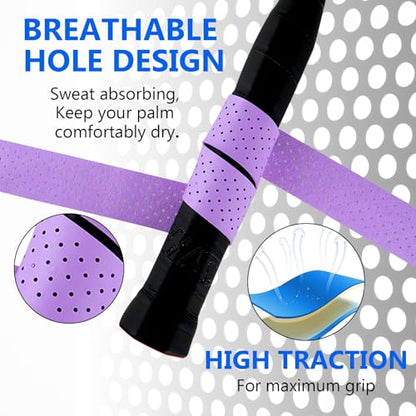 Ymapinc 6 Pcs Professional Grip Tape Anti Slip Perforated Absorbent Tennis Pickleball Overgrip Badminton Overgrip Breathable, Quick Dry