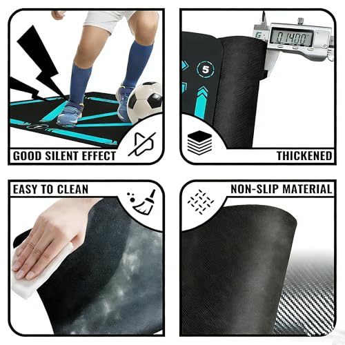 Soccer Training Mat Football Footstep Training Mat 35X24 inch Soccer Training Equipment Improve Strength, Agility and Coordination, Anti-Slip Silent for All Ages Footwork & Ball Mastery
