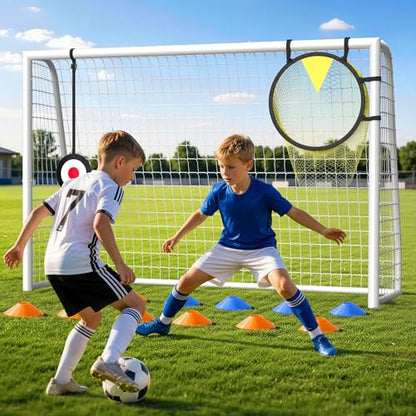 6×4FT Soccer Goal for Backyard,Sturdy Metal Frame Soccer Goal with Target Net, Shooting Target & 12 Training Cones,Outdoor Full Size Soccer Goals Training Equipment for Kids Teens Adults - size: 6FTx4FT