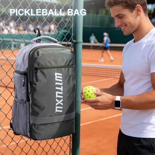 Pickleball Backpack, 3+Paddle Capacity, Pickleball-specific Shockproof Thermal Pockets, Waterproof Shoe Compartment, Wet Dry Separation, Fence Hook, Fits Standard/Extended Paddles