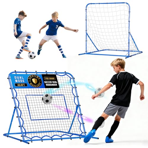 Soccer Baseball Rebounder Net, Soccer Goal Net, Volleyball Softball Rebound Pitchback Net Quick-Switch Angle Training for Control, Passing Practice, Bounce Back Rebounder Goals Gifts Trainer Equipment - size: 4FTx4FT