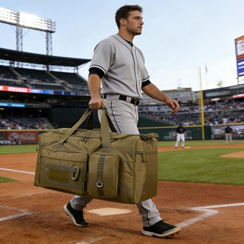 120L Extra Large Baseball Duffle Bag for Adult Softball Gym Bag with Shoe Compartment, Sports Duffel Bat Equipment Bag Coach Team Catchers Gear Bag for Hockey Football Basketball Soccer, Brown - color: Brown