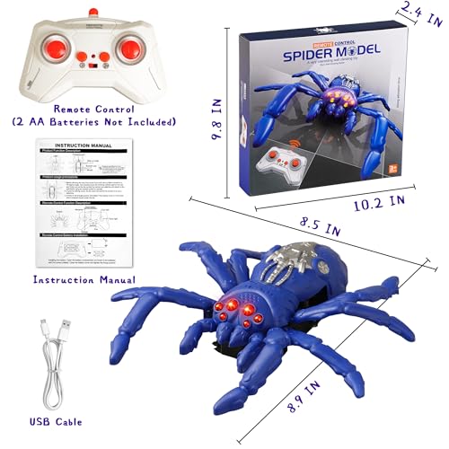 Wall Climbing Remote Control Spider, Rechargeable RC Wall Crawler Tarantula Robot with High Speed & 360° Rotation, Funny Prank Toys Gifts for Boys & Girls Age 3+ (Purple) - style: purple spider