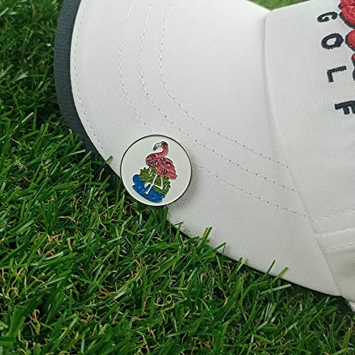 Golf Ball Markers with Hat Clips Value Sets for Men Women Golfer, Removable Attaches Easily to Golf Cap Premium Gifts - color: pinapple flamingo