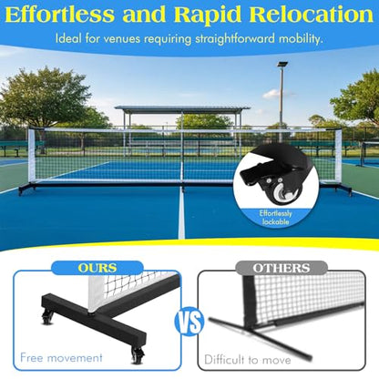 Heavy Duty Pickleball Net with Wheel for Outdoor Indoor Portable Net System with Lockable Wheels Pickleballs Nets Backyard Driveway Gym & Court Use
