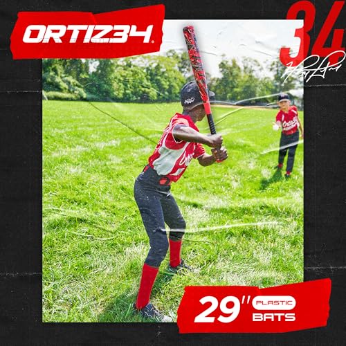 Ortiz34 Bat & Ball Set - Graffiti Plastic Bat & Ball Homerun Set- David Ortiz Backyard Baseball Set for Youth, Kids, Teenagers, Adults (Bat & Ball Set, Blue)