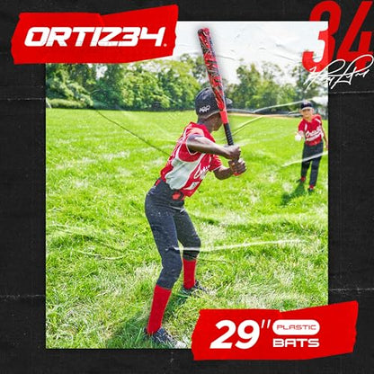 Ortiz34 Bat & Ball Set - Graffiti Plastic Bat & Ball Homerun Set- David Ortiz Backyard Baseball Set for Youth, Kids, Teenagers, Adults (Bat & Ball Set, Blue)