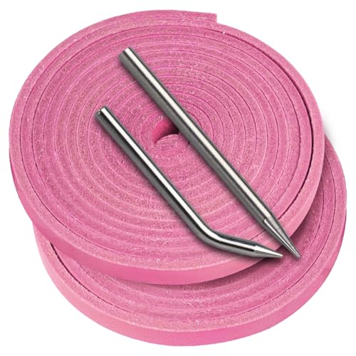 Baseball Glove Lace, Mitt Lace Repair Kit Softball 2 Leather Laces and 2 Lacing Needles for Catcher's Glove - color: Pink
