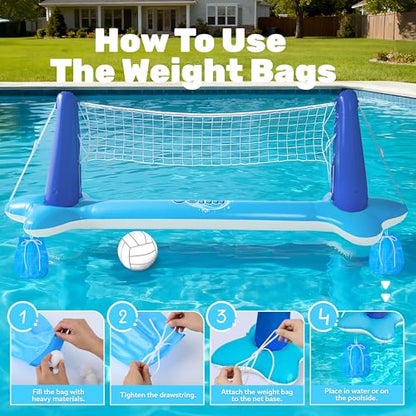 JOYIN Inflatable Volleyball Net & Basketball Hoops Pool Float Set; Balls Included for Kids/Adults, Summing Pool Game, Floating, Summer Floaties, Volleyball Court |Basketball,L-Dark Blue - color: Dark Blue, size: Large
