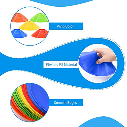 25/50/100pcs Disc Cones, Agility Soccer Cones with Carry Bag and Holder, Soccer Cones for Sports Training, Football, Soccer, Basketball, Coaching, Practice Equipment, 5 Color - color: A-50 Pack