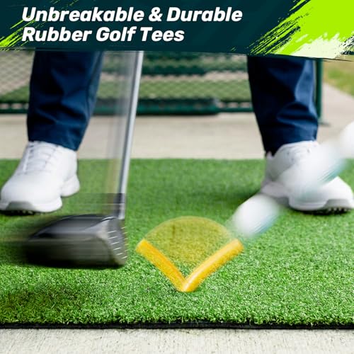 SAPLIZE 51/45/6 Pcs Rubber Golf Tees for Mats, Golf Mat Tee Set for Driving Range & Simulator, Durable Unbreakable Rubber Tees, 11 Rubber Tees + 40 Bamboo Golf Tees (2-3/4'' & 3-1/4'', 20 Each)