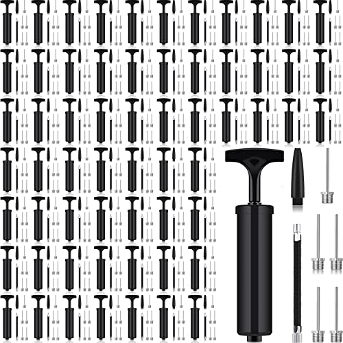 Jutom 200 Sets Ball Pump Bulk for Sports Balls Include Needle Nozzle Extension Hose Hand Air Pump Portable Inflation Kit for Basketball Soccer Football Rugby Back to School