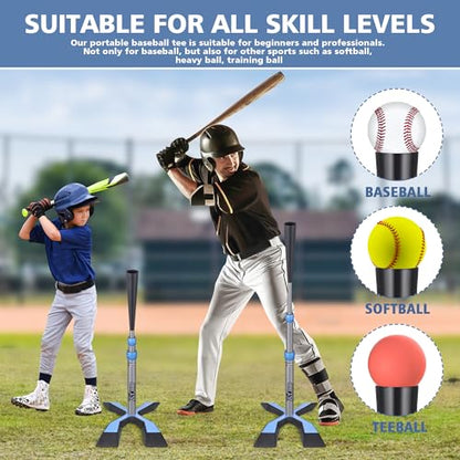 Baseball Tee for Hitting, Batting Tee with 5.8 LB Base, Softball Tee 24"-45" Height Adjustment, Hitting Tee for Baseball Training Accessories