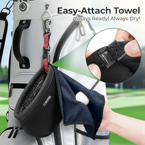 YOREPEK Golf Gifts for Men, Golf Club Cleaner Bag in Gift Box, Golf Ball Cleaner with Towel & 360° Rotating Clip, Golf Bag Accessories for Men Dad Golfer, Black