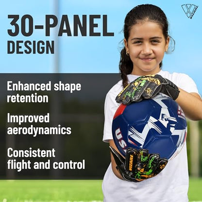 Vizari National Team Soccer Ball - Durable Faux Leather Football for Adult Kids & Youth | Machine-Sewn with 30-Panel Design | Size 3, 4, 5 & Mini | Ideal for Adult, Boys, Girls, and Toddlers