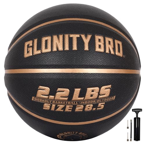 Weighted Basketball Grey 28.5"/29.5", 2.2LBS/3LBS Non-Slip Outdoor/Indoor Heavy Training Basketball for Dribbling, Passing, Rebounding & Skill Development - color: Black+Gold, size: 2.2LBS, Size 6, 28.5"