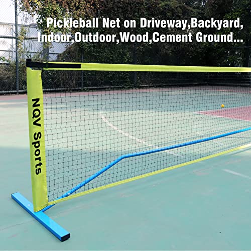 NQV Pickleball Net with 4 USAPA Approved Graphite Pickleball Paddles,Regualtion Size 22FT Pickle Ball Net, Outdoor Pickleballs, Carry Bag, Grip Tape,Weather Resistant Metal Frame - color: yellow