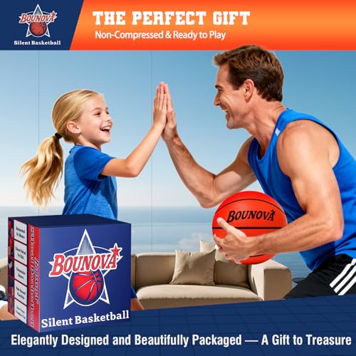 BOUNOVA Silent Basketball | Real Feel Powerful Bounce | Elegant Gift Box Packaging | Pro-Grade PU Foam Indoor Basketballs for Quiet Dribbling & Training - size: Size 3
