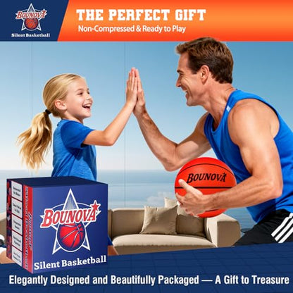 BOUNOVA Silent Basketball | Real Feel Powerful Bounce | Elegant Gift Box Packaging | Pro-Grade PU Foam Indoor Basketballs for Quiet Dribbling & Training - size: Size 3