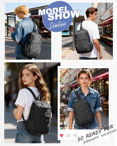 SEAFEW Large Black Convertible Sling Crossbody Backpack Shoulder Bag for Men Women, Waterproof Nylon Chest Bag One Strap Back Pack for Hiking Walking Biking Travel Cycling with USB Charger Port - color: Black-large-convertible
