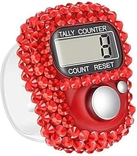 Electronic Finger Tally Counter Clicker Counter,Portable Digital Display Tally Counter,Convenient Resettable Mini Lap Counter for Golf Goods Counting Accessories,Track and Field Lap Counters - color: Red