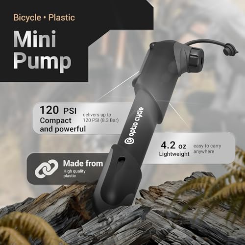 Mini Bike Pump 120 PSI / 8.3 Bar – Compact Portable Frame-Mounted Bicycle Hand Air Pump for Presta and Schrader Valve | Small Manual Tire Tool for Road, Track, Mountain Bike, BMX, Ebike - color: Black