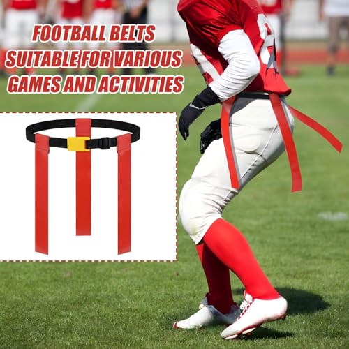 3 Flag Football Belts Flag Football Belts and Flags Adults Size Triple Flags Quick Release Sport Training Equipment - color: Red