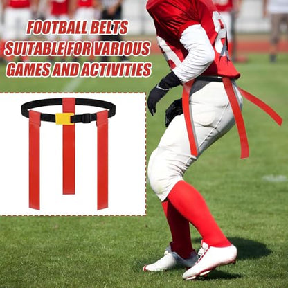 3 Flag Football Belts Flag Football Belts and Flags Adults Size Triple Flags Quick Release Sport Training Equipment - color: Red