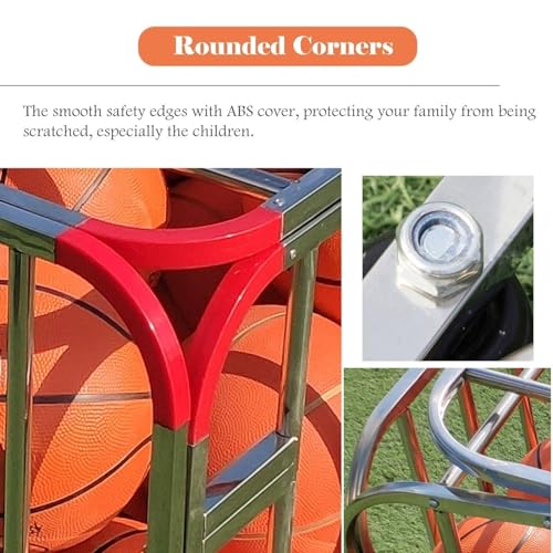 Rolling Sports Ball Storage Cart, Lockable Storage Ball Cart, Rolling Sports Ball Storage Cart for School Gym Equipment, Heavy Duty Indoor Outdoor Ball Locker Cage